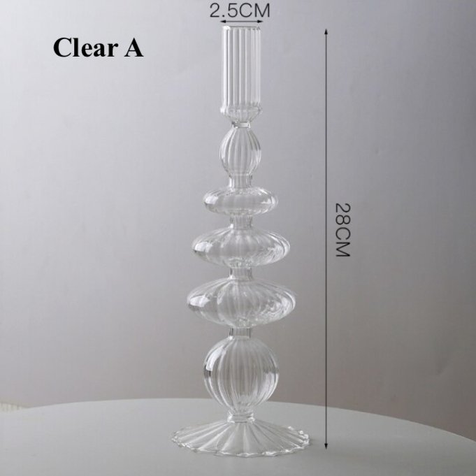 Lace Taper Glass Candlestick Holder: Purple - HER Home Design Boutique